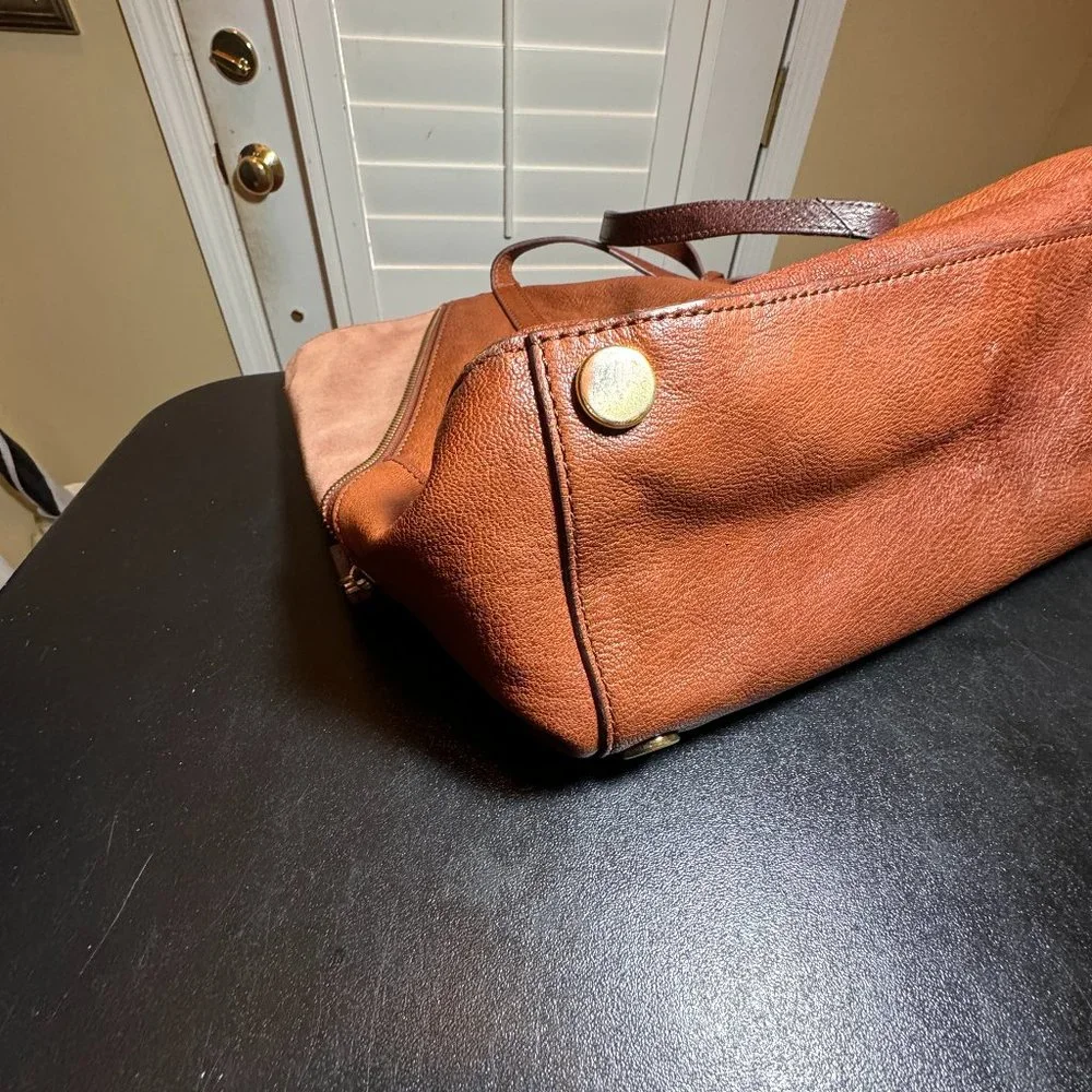 Fossil tan  gwen expandable leather tote bag